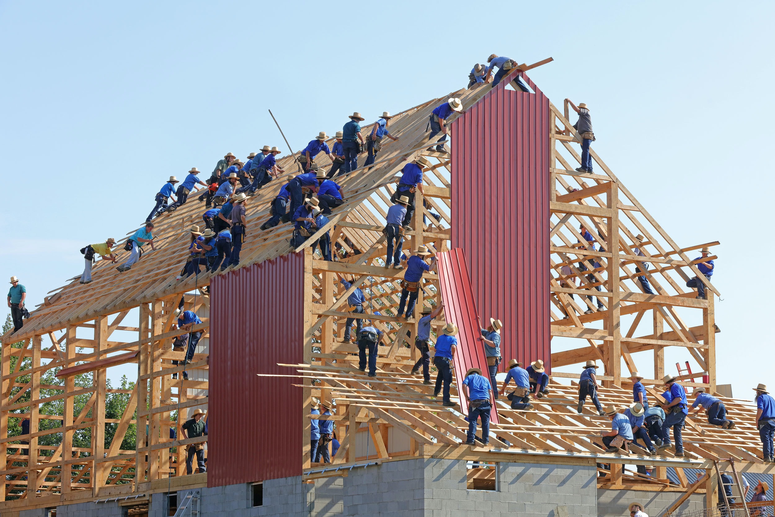 Amish barn-raising by Randy Fath